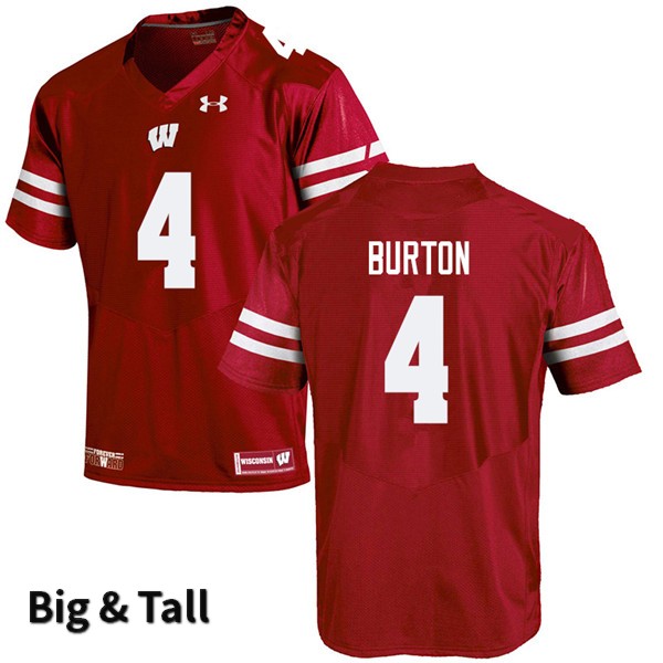 Wisconsin Badgers Men's #4 Donte Burton NCAA Under Armour Authentic Red Big & Tall College Stitched Football Jersey DR40D61VG